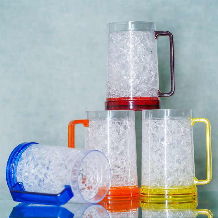 fedigorlocn Freezer Ice Mugs, Drinking Glasses, Double Wall Gel Frosty Beer Mugs, Cooling Wine